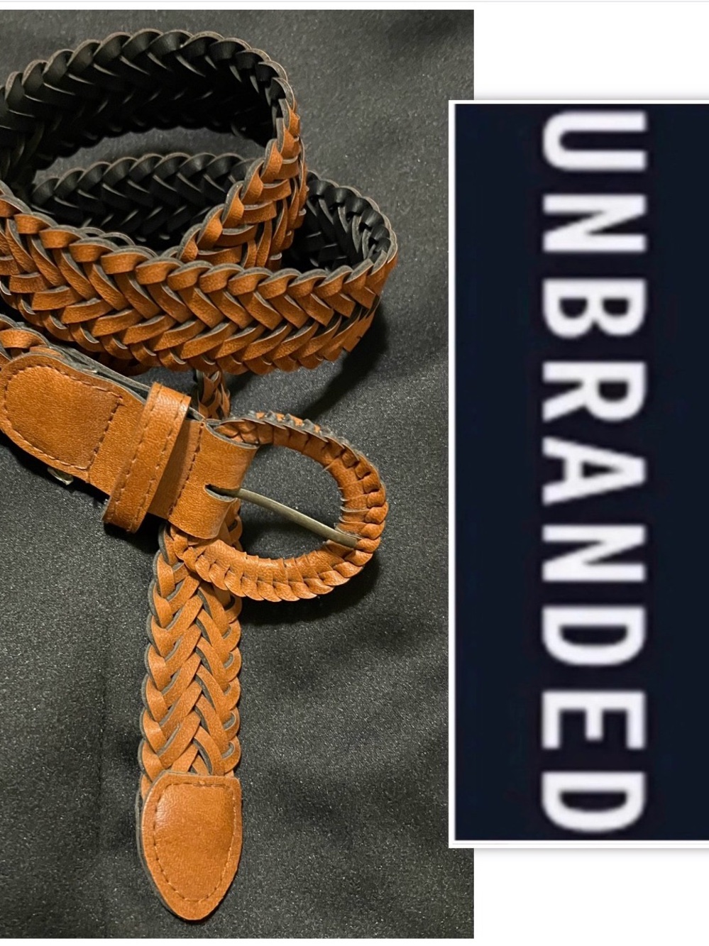 UNBRAIDED Brown Braided Leather Belt